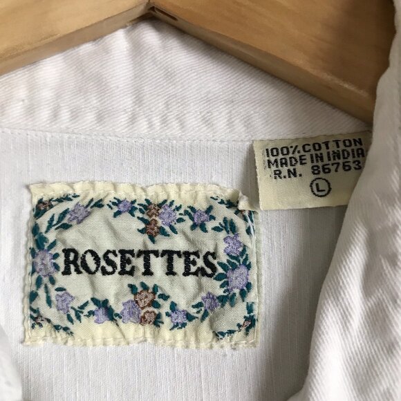 Rosettes White Sleeveless Denim Button Down Mickey Mouse Embroidered Size Large - Picture 4 of 6